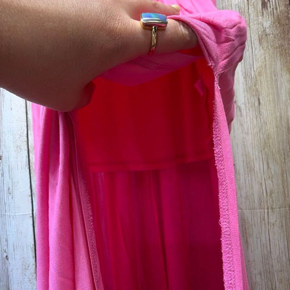 Fashion Nova Large Pink Laurel Off Shoulder Maxi Dress Wedding Brunch Summer - Picture 5 of 6